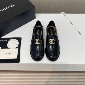 Chanel Black Leather Loafers for Women